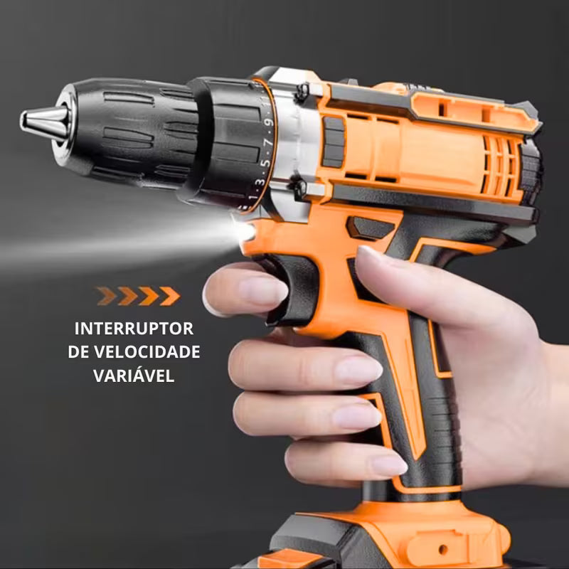 Furadeira Parafusadeira 21V com Impacto + 2 Baterias e Kit Completo | LMR Ferramentas