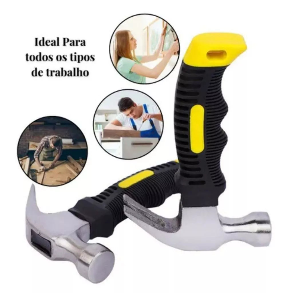 Mini Martelo 16cm Cabo Emborrachado Reforçado Compacto Profissional | LMR Ferramentas