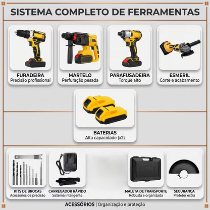 Kit Brushless 4 em 1 68V Sem Fio com 2 Baterias | LMR Ferramentas