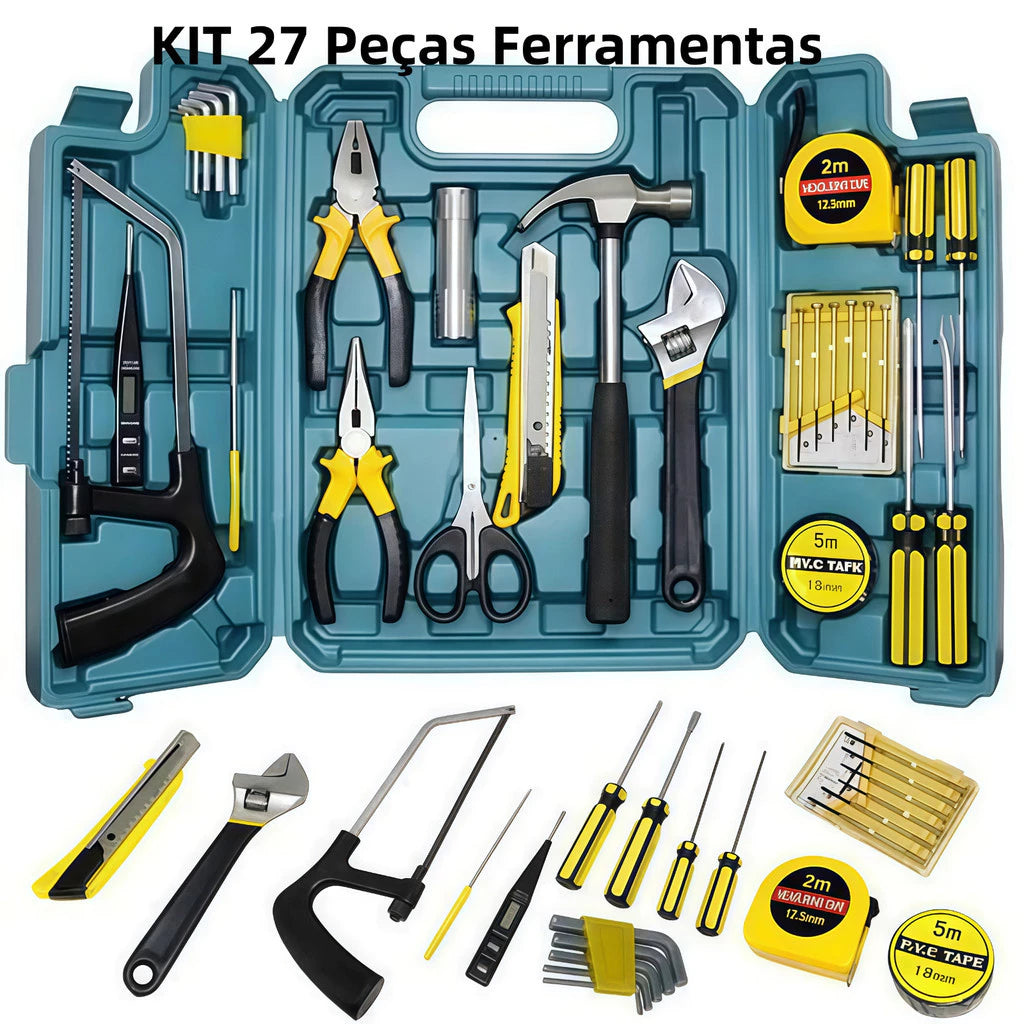 Kit Ferramentas 27 Peças Profissional com Maleta Multiuso | LMR Ferramentas