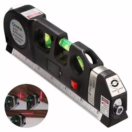 Nível Laser Profissional com Trena 2,5m 3 Estágios Level Pro3 | LMR Ferramentas