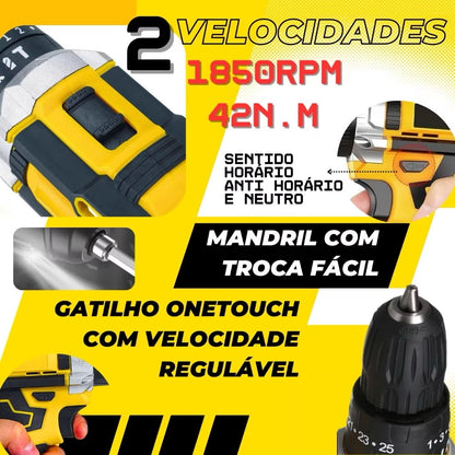 Furadeira Parafusadeira Impacto 18V/21V/48V com ou sem Maleta + Bateria | LMR Ferramentas