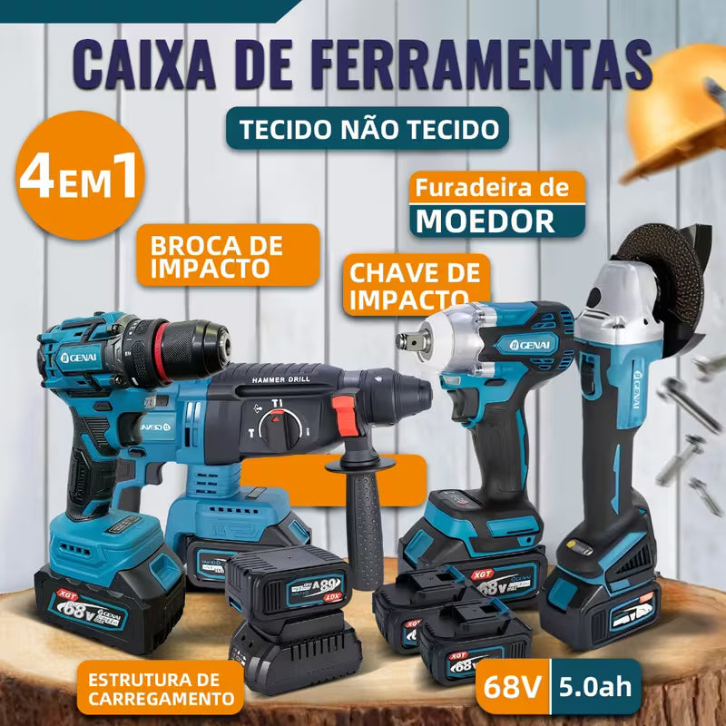 Kit Brushless 4 em 1 68V Sem Fio com 2 Baterias | LMR Ferramentas