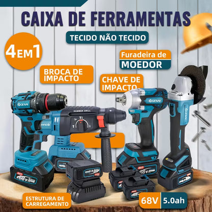 Kit Brushless 4 em 1 68V Sem Fio com 2 Baterias | LMR Ferramentas