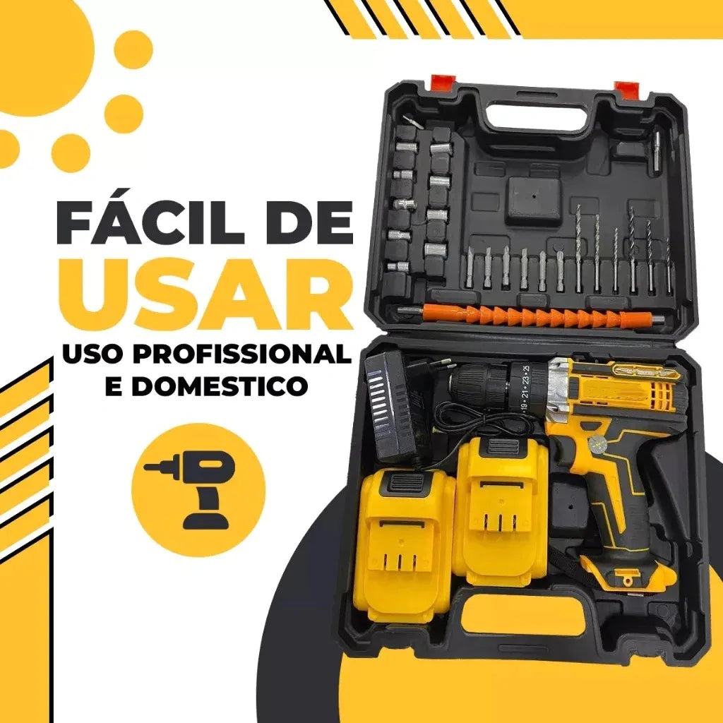 Furadeira Parafusadeira 48V Sem Fio com 2 Baterias + Kit Completo | LMR Ferramentas
