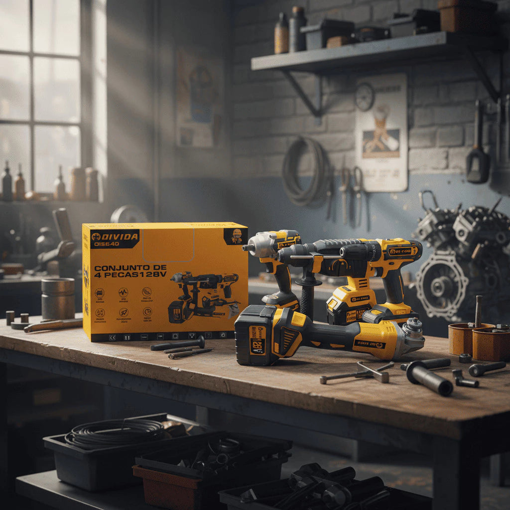 Kit Ferramentas Elétricas 4 Peças 128V Profissional Completo | LMR Ferramentas