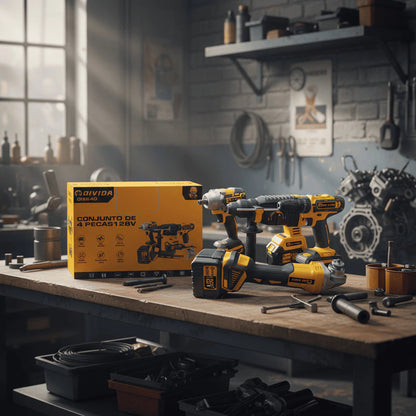 Kit Ferramentas Elétricas 4 Peças 128V Profissional Completo | LMR Ferramentas