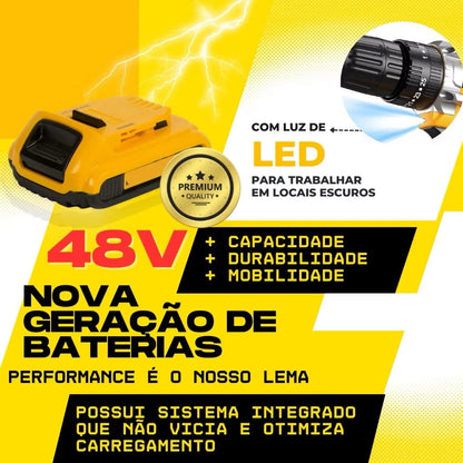 Furadeira Parafusadeira Impacto 18V/21V/48V com ou sem Maleta + Bateria | LMR Ferramentas