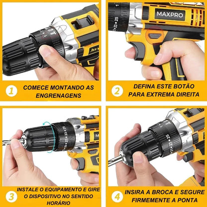 Furadeira Parafusadeira 48V Sem Fio com 2 Baterias + Kit Completo | LMR Ferramentas