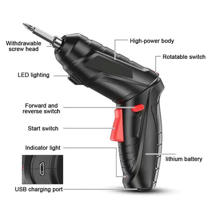 Parafusadeira Elétrica Sem Fio 4,8V Kit 48 Peças com Maleta e USB | LMR Ferramentas
