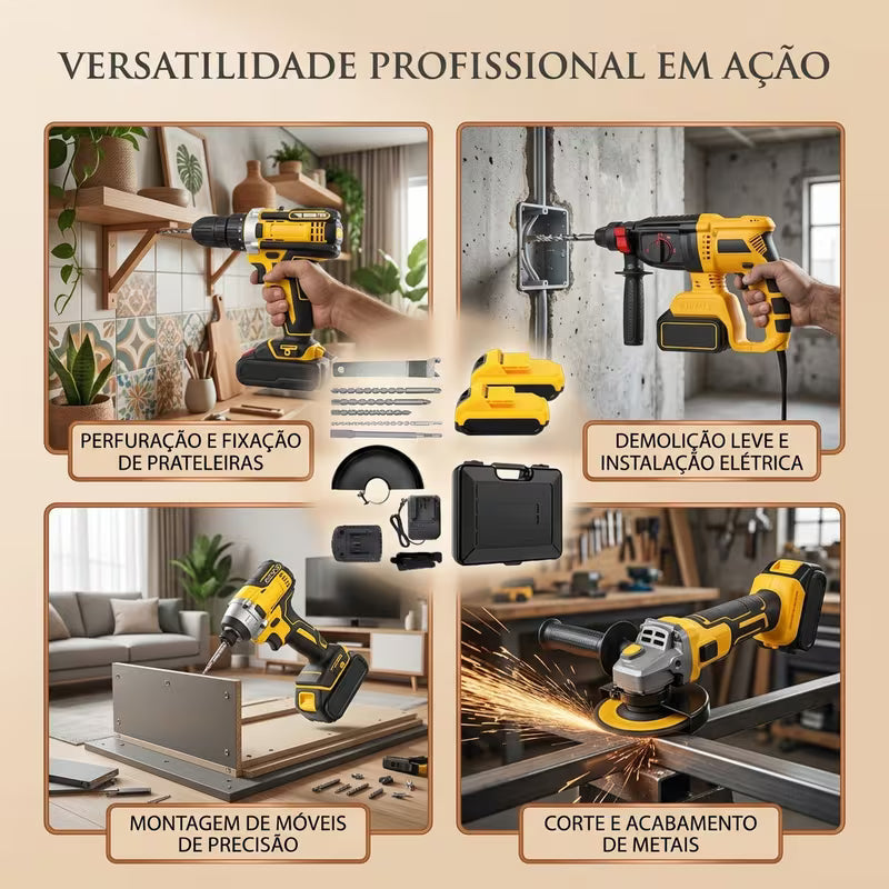 Kit Brushless 4 em 1 68V Sem Fio com 2 Baterias | LMR Ferramentas