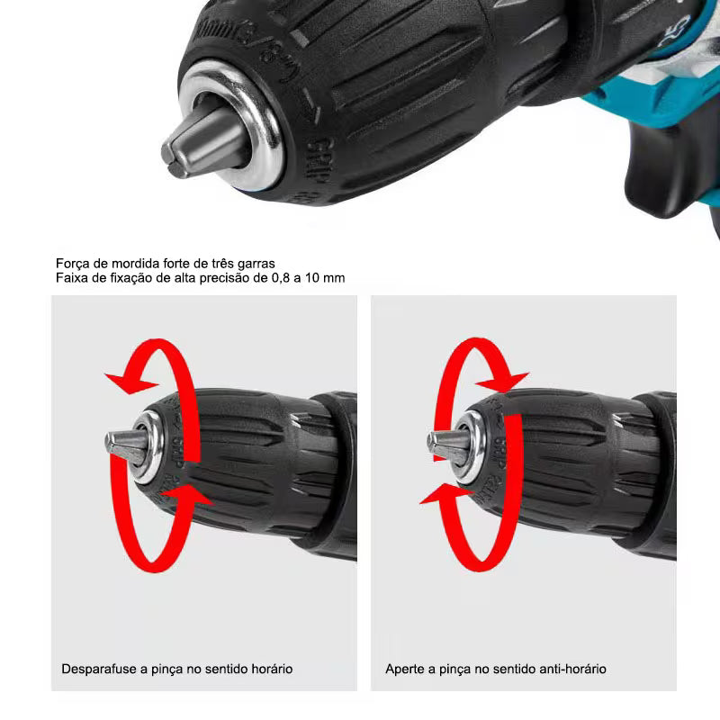Furadeira Parafusadeira 21V Sem Fio com Kit 118 Peças + 2 Baterias | LMR Ferramentas