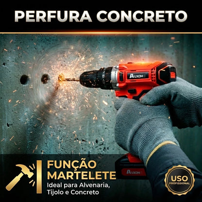 Furadeira Parafusadeira Impacto 21V 120Nm Profissional Kit 29 Peças + 2 Baterias | LMR Ferramentas