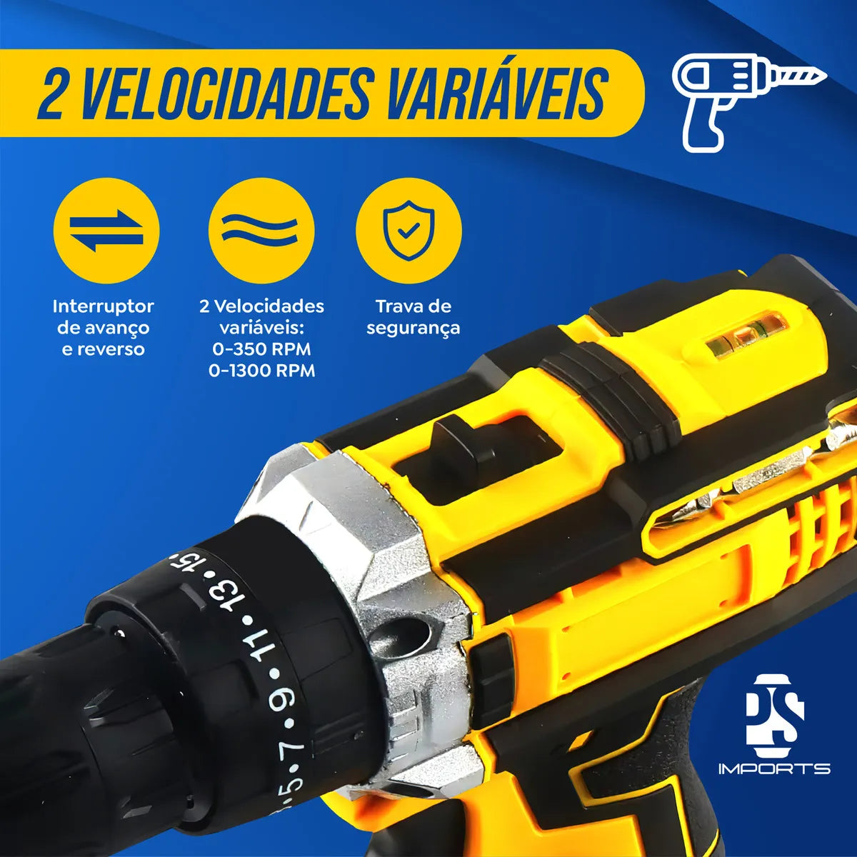 Furadeira Parafusadeira 48V Impacto + 2 Baterias e Kit Completo com Eixo Flexível | LMR Ferramentas